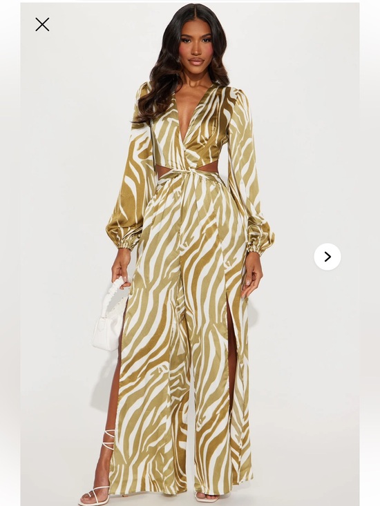 Fashion Nova Pants - “FASHION NOVA” Lillie Satin Zebra Print Cutout Jumpsuit